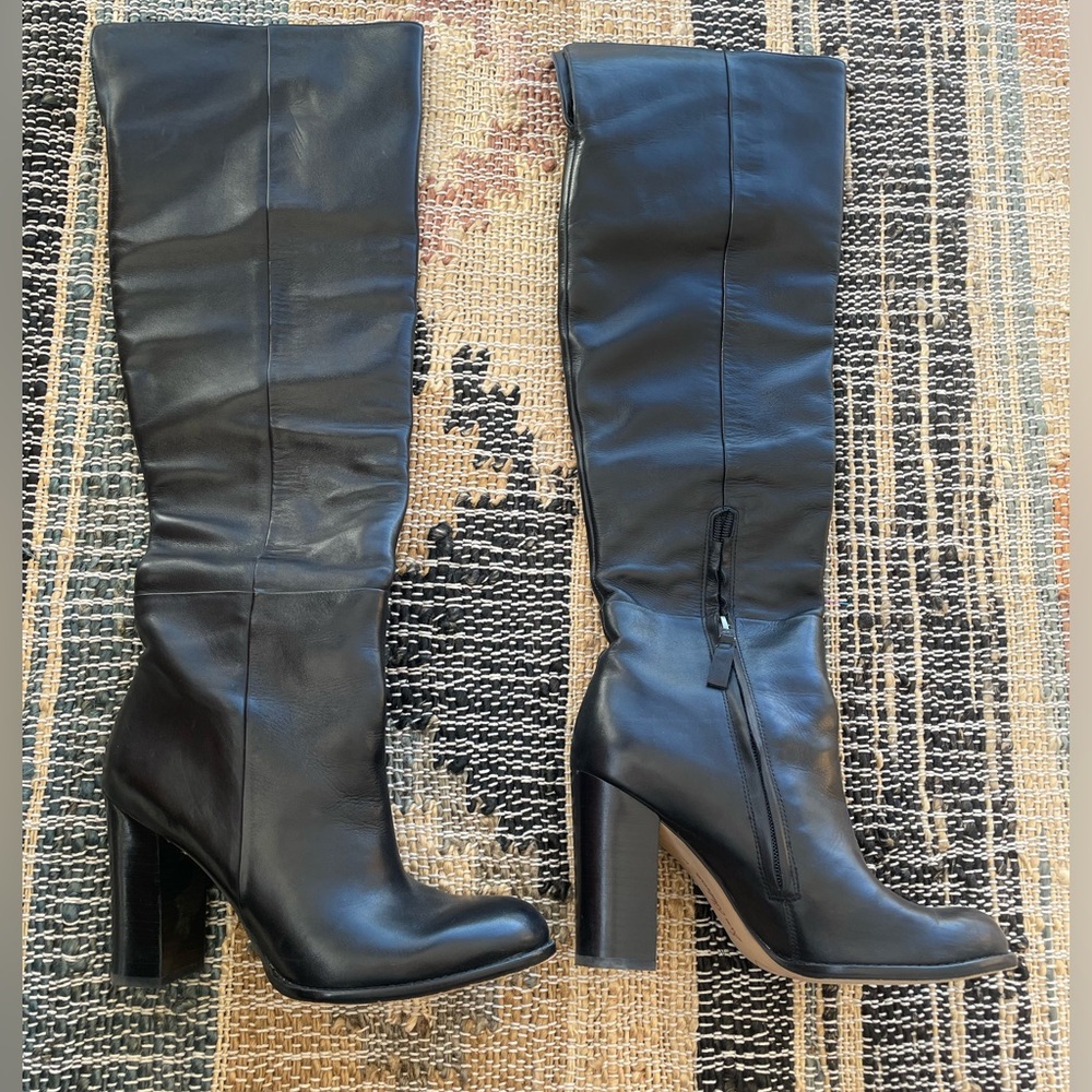 Sam Edelman - black leather overknee black boots
